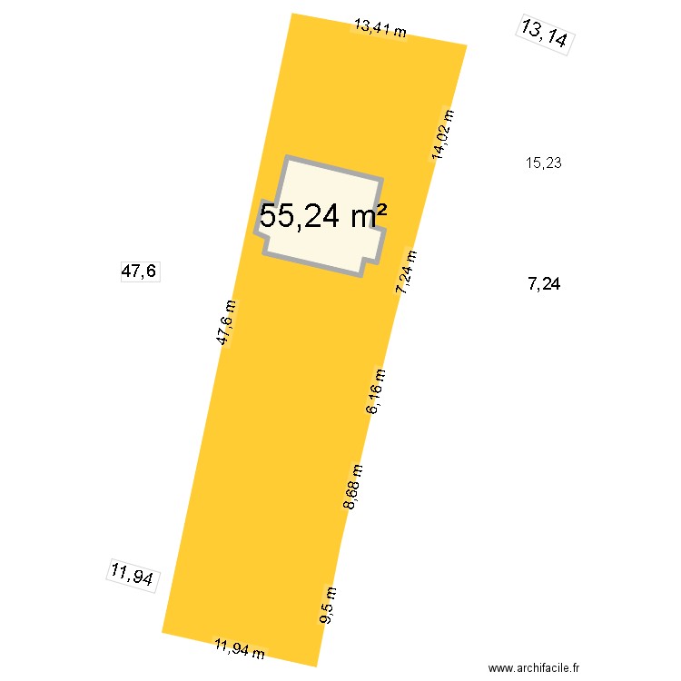 Cadastre. Plan de 1 pièce et 55 m2