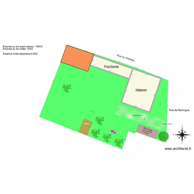 Avant Modification. Plan de 4  et 223 m²