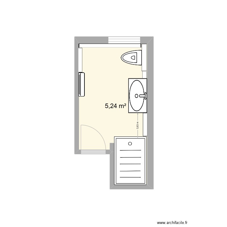 BRICHET. Plan de 1 pièce et 5 m2