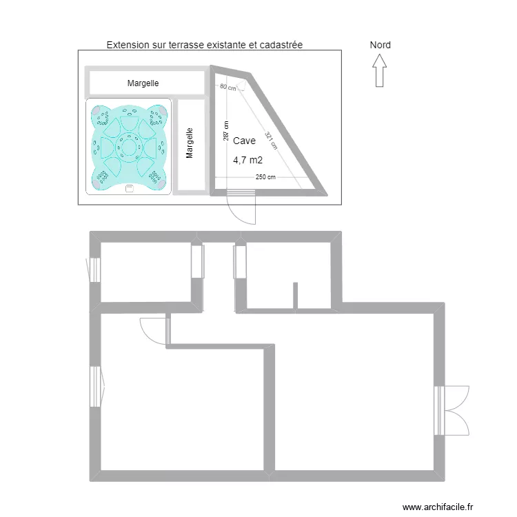 Extension cave 1. Plan de 