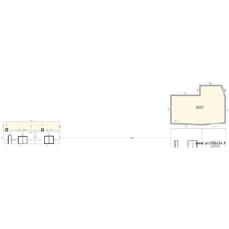 PLAN PC. Plan de 2 pièces et 221 m2