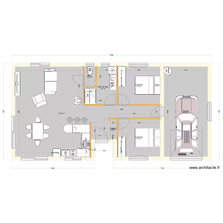 Plain_pied_65_3. Plan de 8  et 92 m²