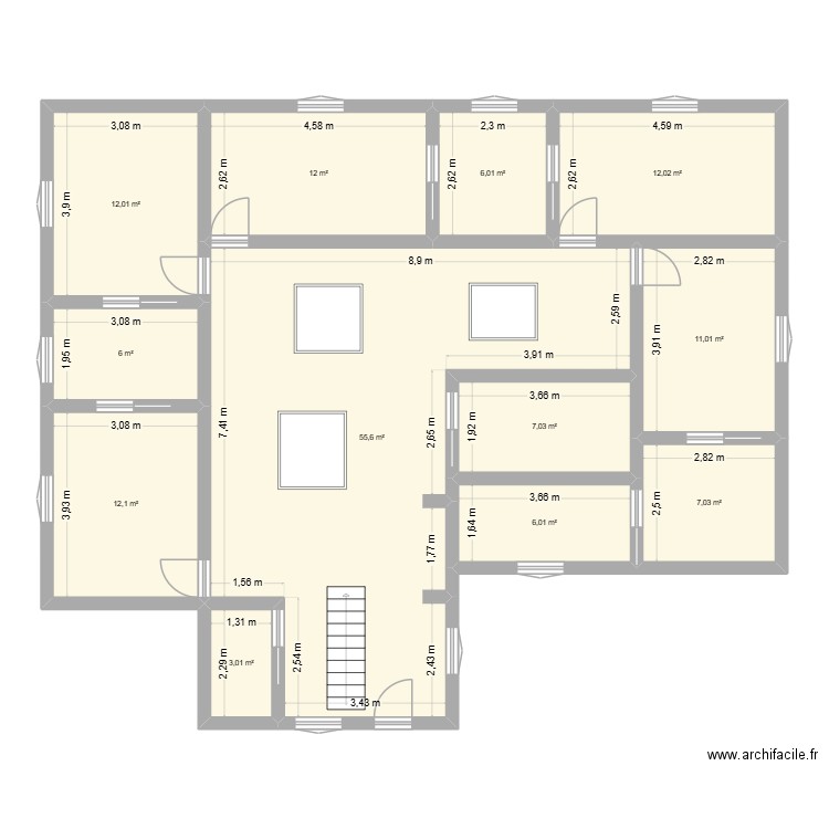 maison Coralie. Plan de 12 pièces et 150 m2