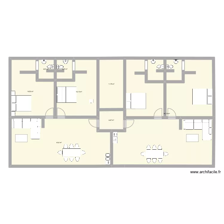 Mandrosoa Etage. Plan de 8  et 195 m²
