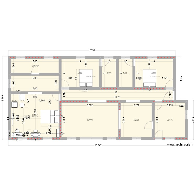 plan maison 2. Plan de 10 pièces et 131 m2