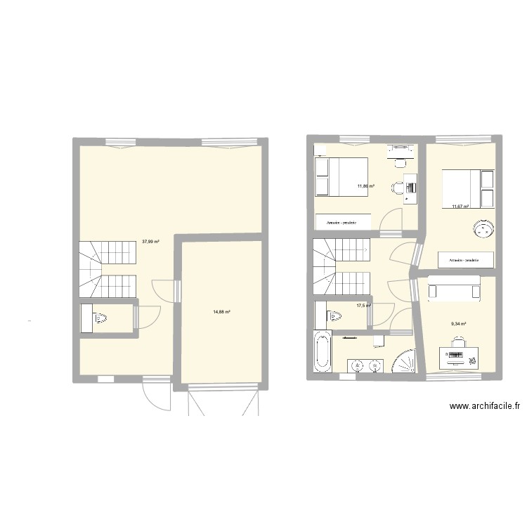 MODIF LOT 21. Plan de 6 pièces et 103 m2