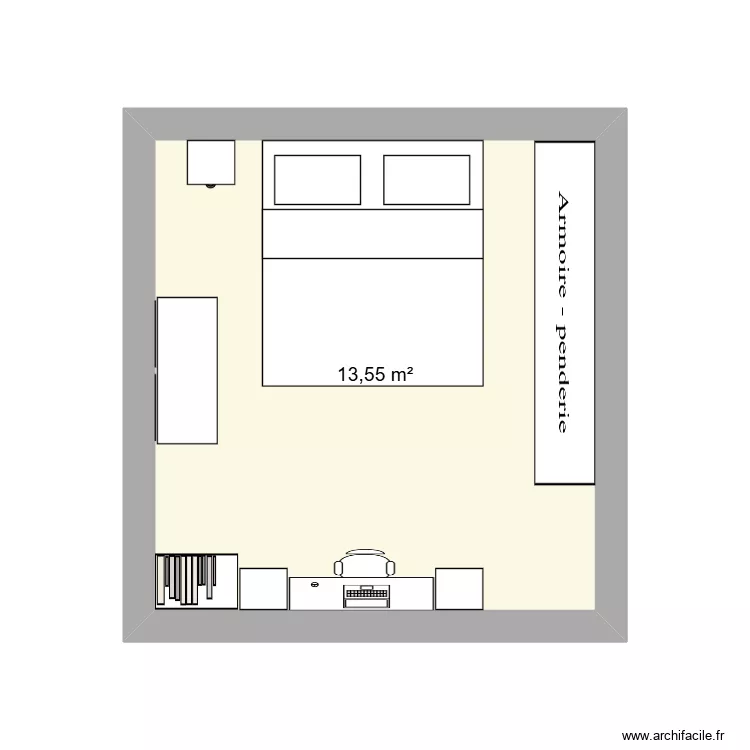 chambre. Plan de 1  et 14 m²