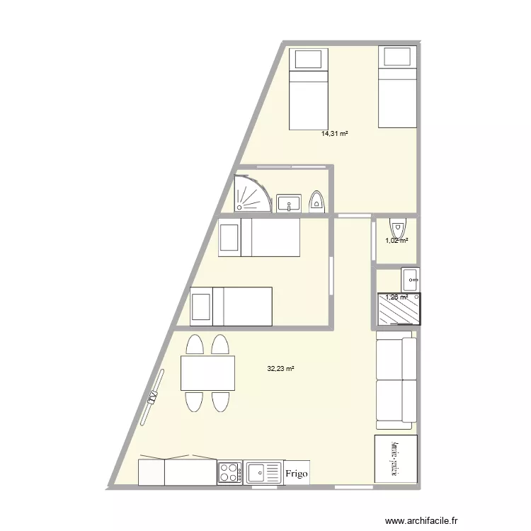 PLAN BAS RIVIERA. Plan de 4  et 49 m²