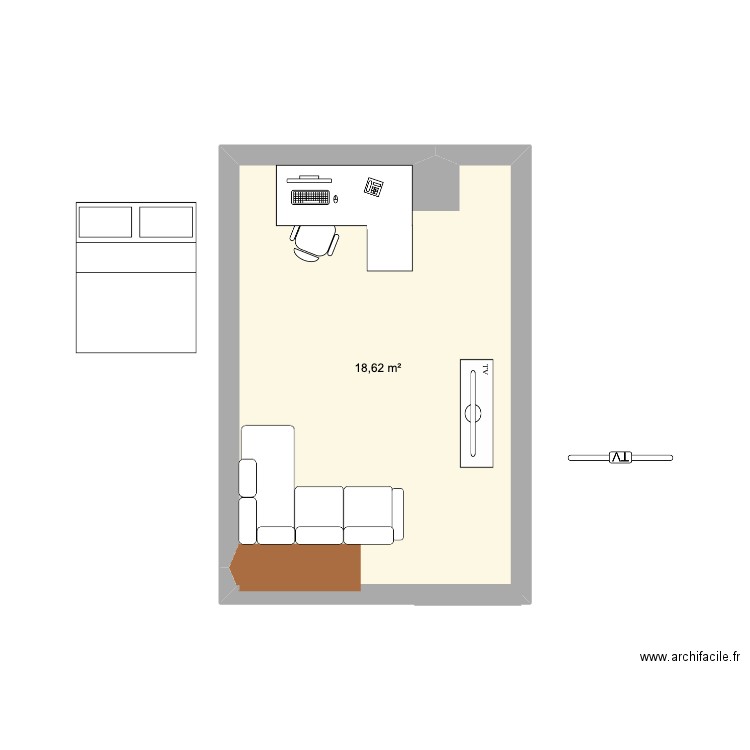 chambre angelo 1. Plan de 1 pièce et 19 m2
