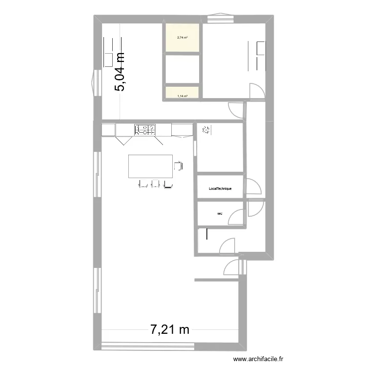 Projet maison. Plan de 2 pièces et 4 m²
