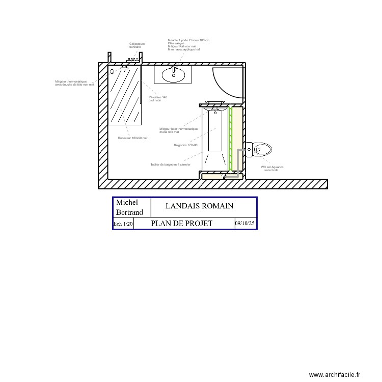 Landais SSB Projet. Plan de 3 pièces et 11 m2