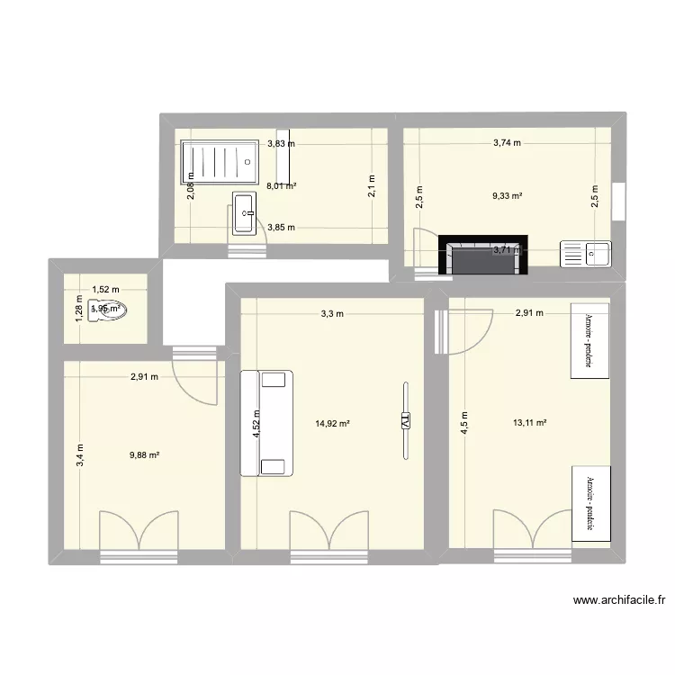 SEILH T2. Plan de 6  et 57 m²