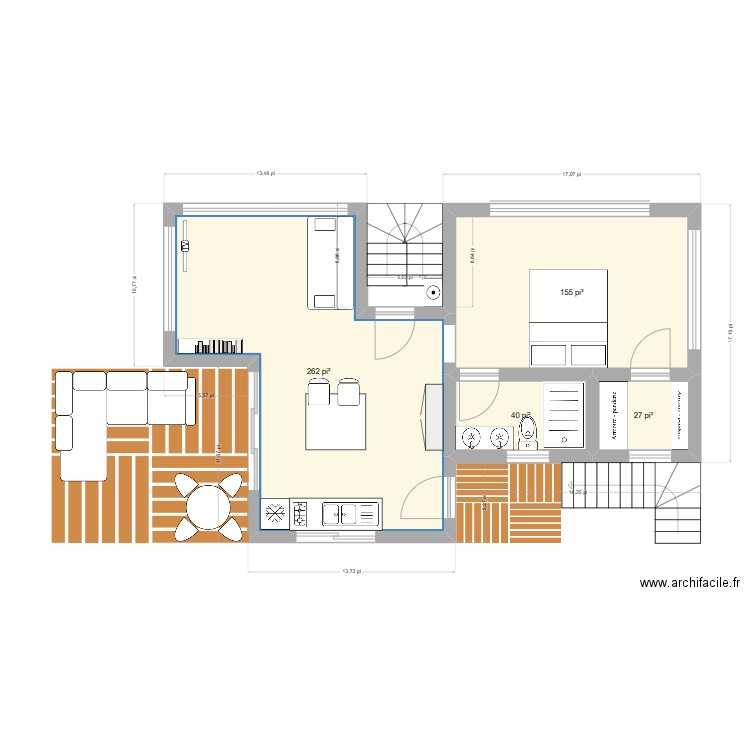samana 2. Plan de 4 pièces et 45 m2