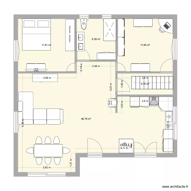 nouveau depart. Plan de 5  et 84 m²