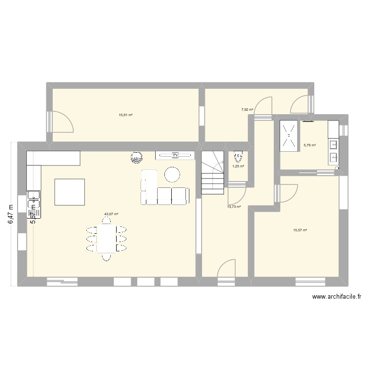 RDC LILIAN. Plan de 7 pièces et 103 m2