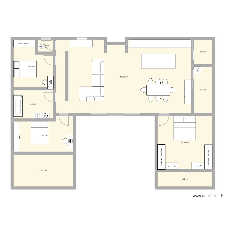 plan3 amménagement. Plan de 10 pièces et 145 m2