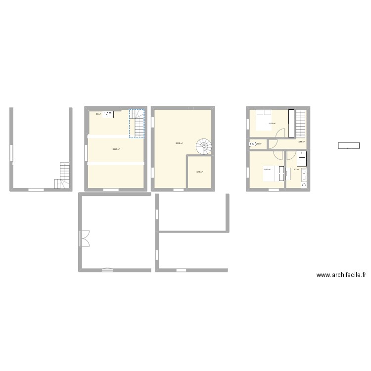 Prise de côtes. Plan de 9 pièces et 104 m2