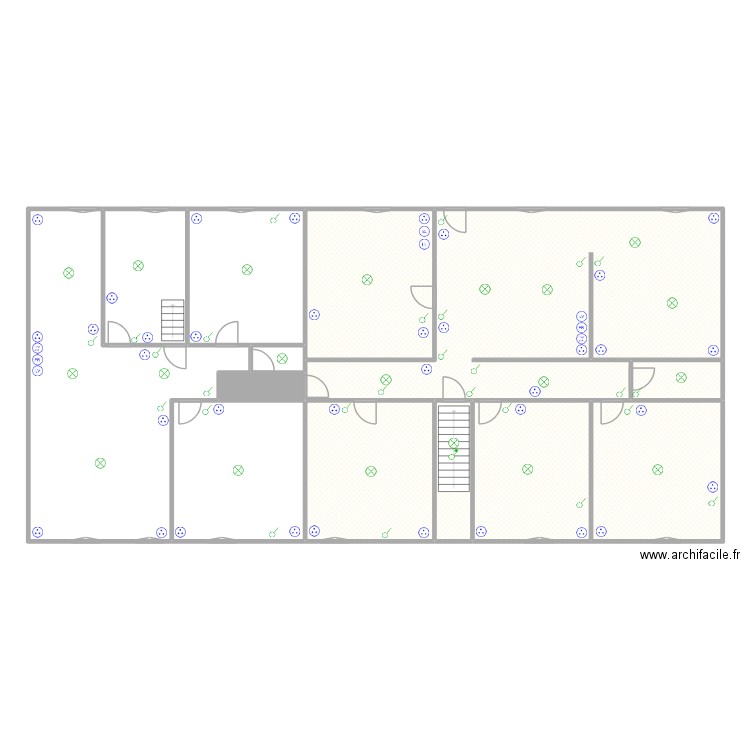 1er étage électricité V1. Plan de 13 pièces et 286 m2
