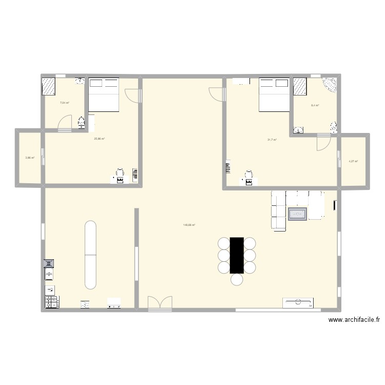 appartement . Plan de 7 pièces et 230 m2