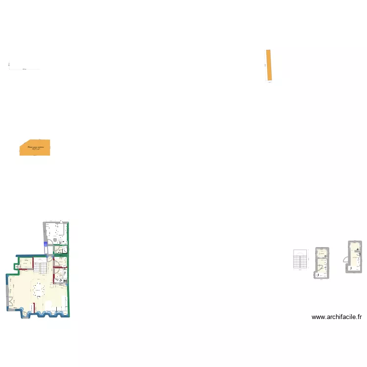 Mur carnotz sans abattre. Plan de 10  et 90 m²