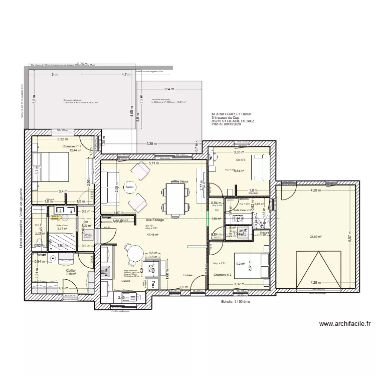 Plan des terrasses. Plan de 