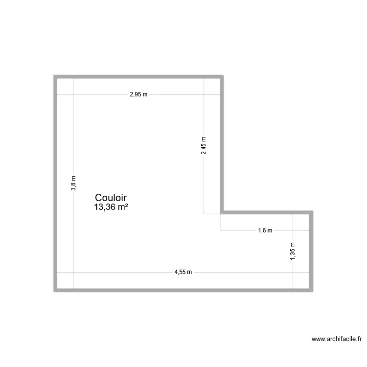 HALL ENTREE. Plan de 1  et 13 m²