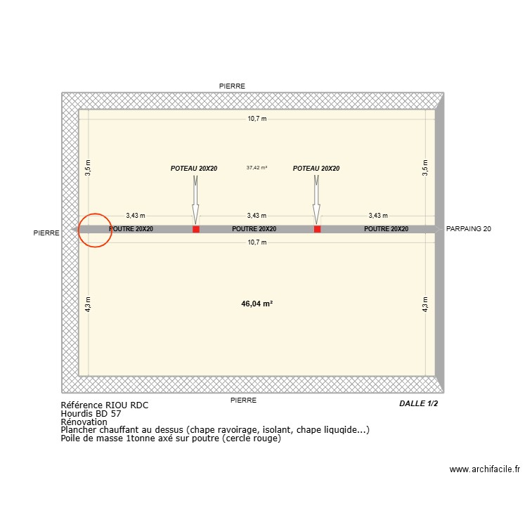 riou RDC. Plan de 2 pièces et 83 m2