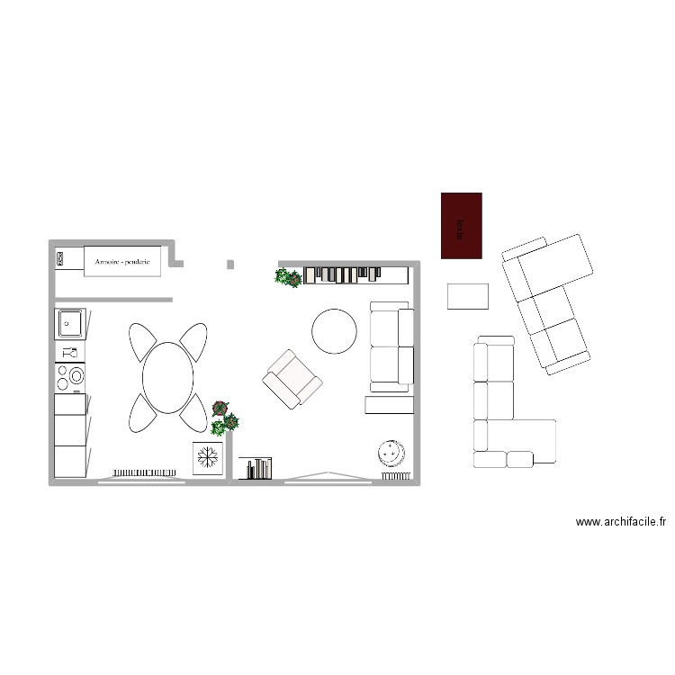cuisine ouverte_salon. Plan de 0 pièce et 0 m2