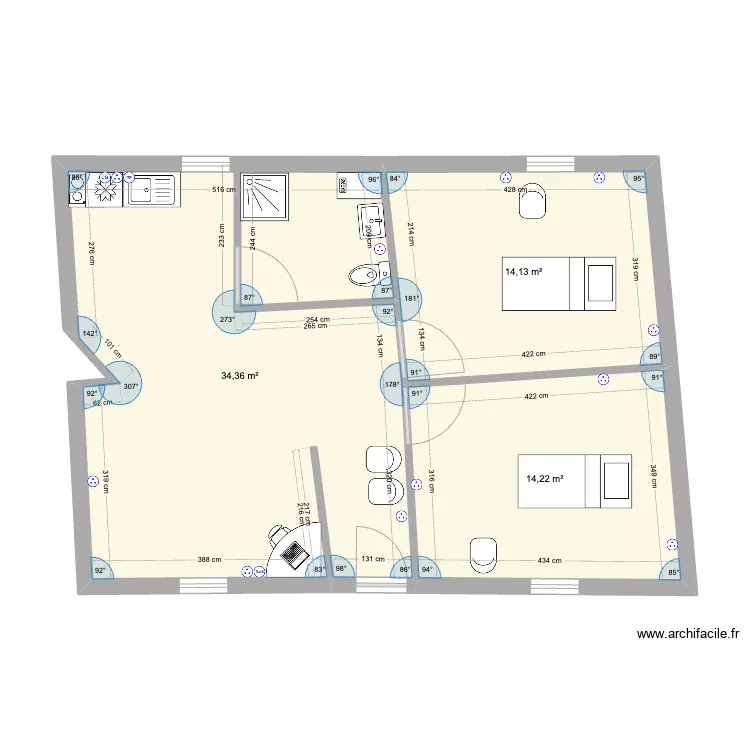 Cabinet kin&eacute; version 1. Plan de 