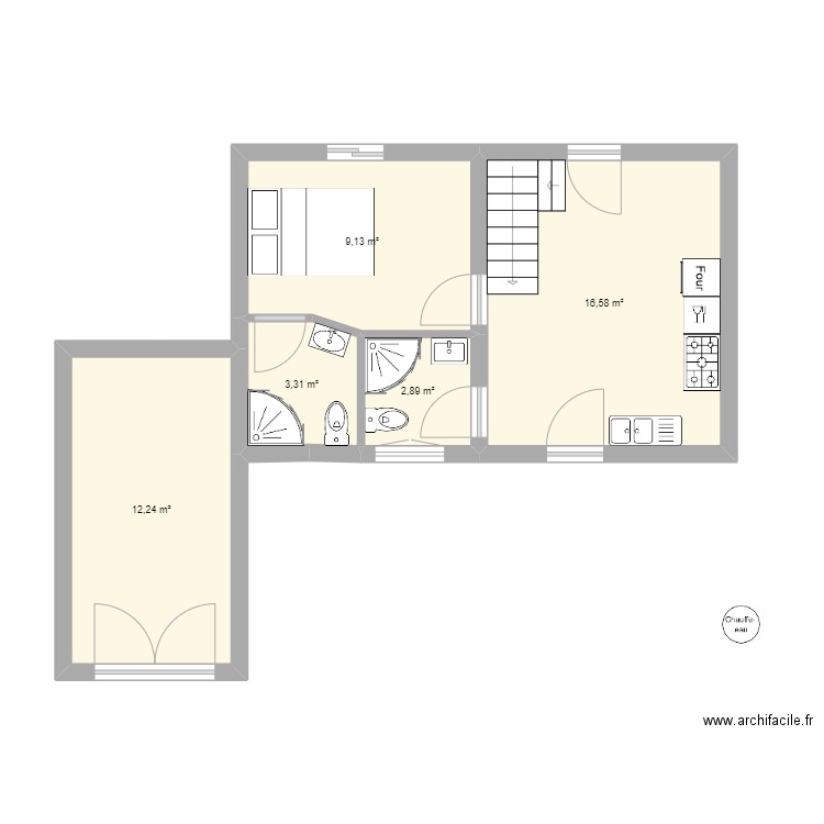 ST JEAN. Plan de 5 pièces et 44 m2