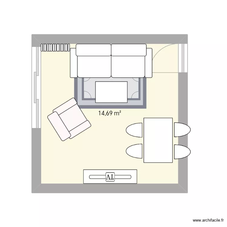 Salon bis. Plan de 1 et 15 m² Salon bis. Plan de 1 et 15 m²