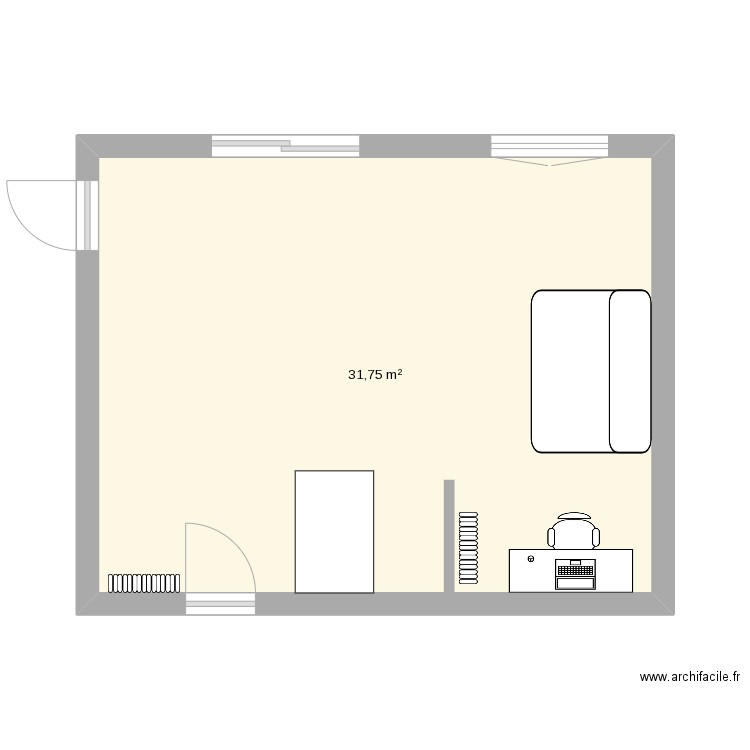 De la salle SALON. Plan de 1 pièce et 32 m2