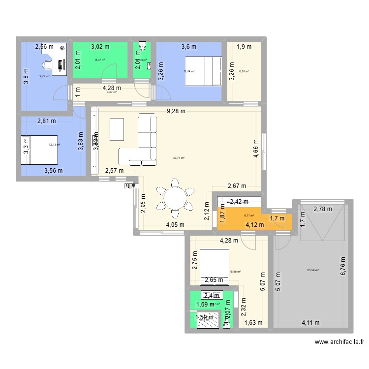 PLAN 2. Plan de 13 pièces et 154 m2