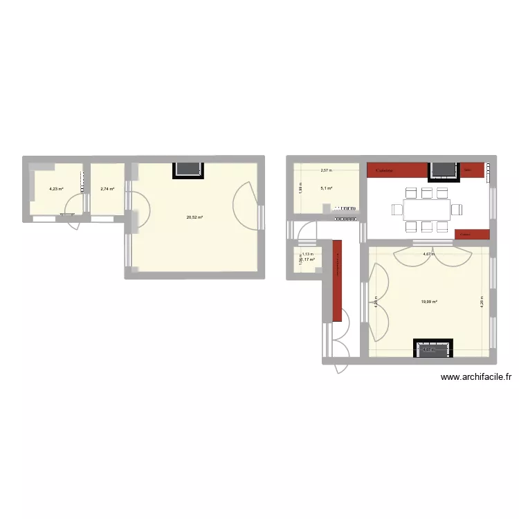 CORNAC2. Plan de 6 Pièces et 54 m² CORNAC2. Plan de 6 Pièces et 54 m²