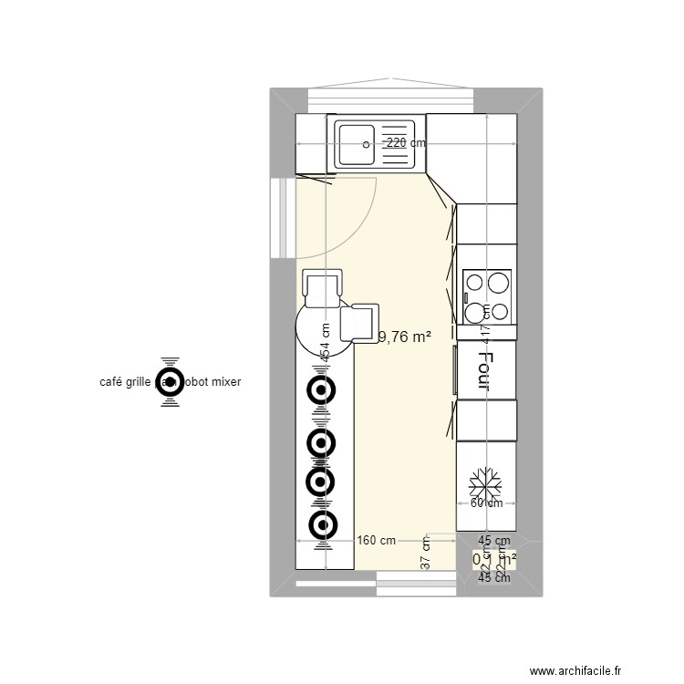 cuisine cote gauche mur ou plan de travail. Plan de 0 pièce et 0 m2
