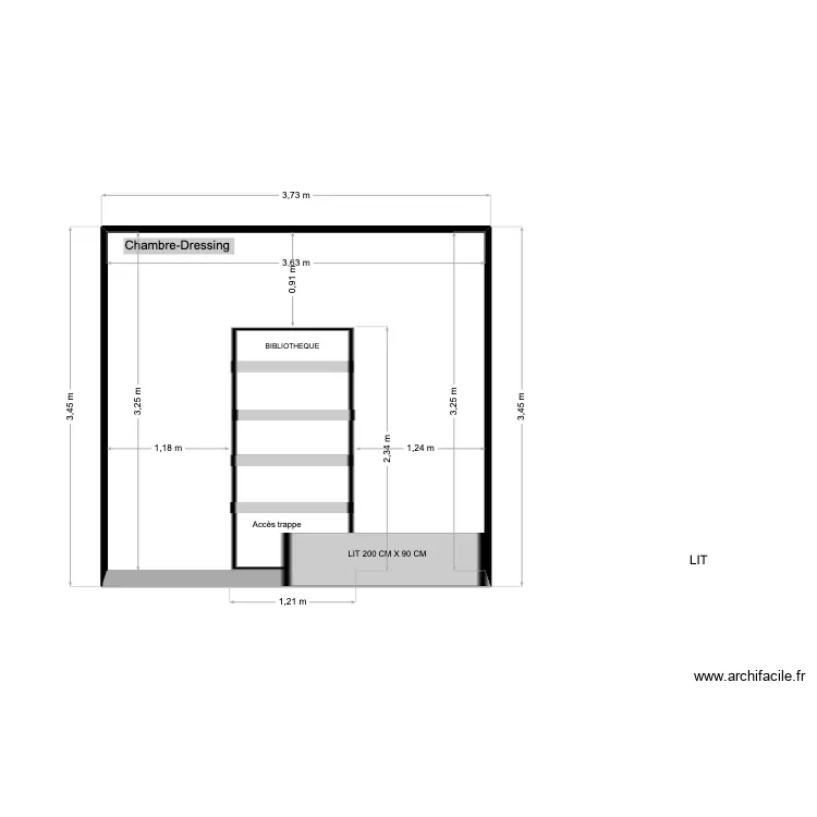 chambre dressing seigneur. Plan de 1  et 12 m²