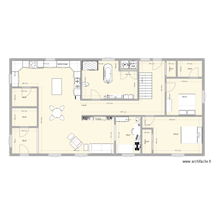 Maison6 30x60. Plan de 12 pièces et 149 m2