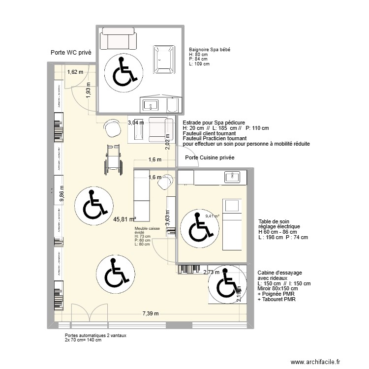 MOM'ENT DOUCEUR. Plan de 2 pièces et 55 m2