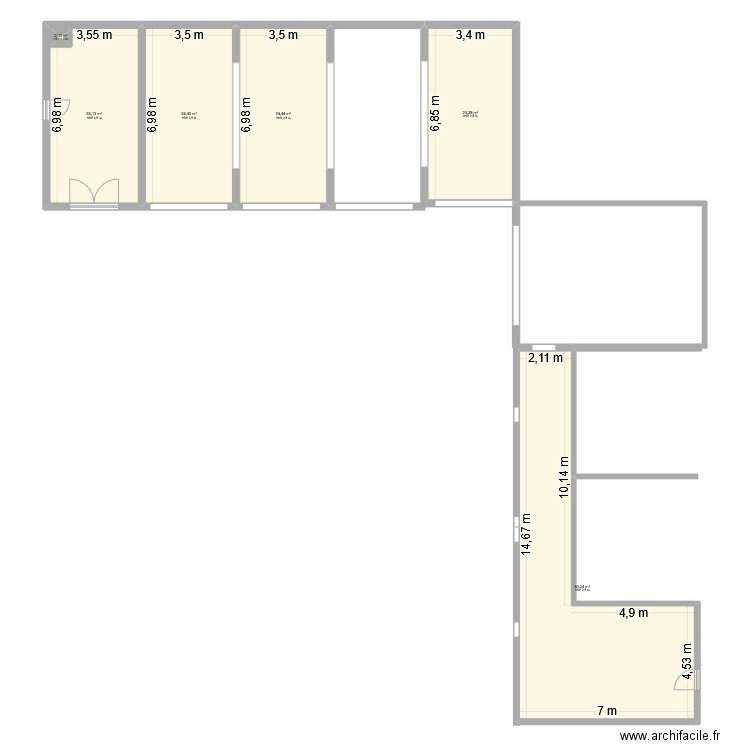 DEPANDANCES. Plan de 6 pièces et 150 m2