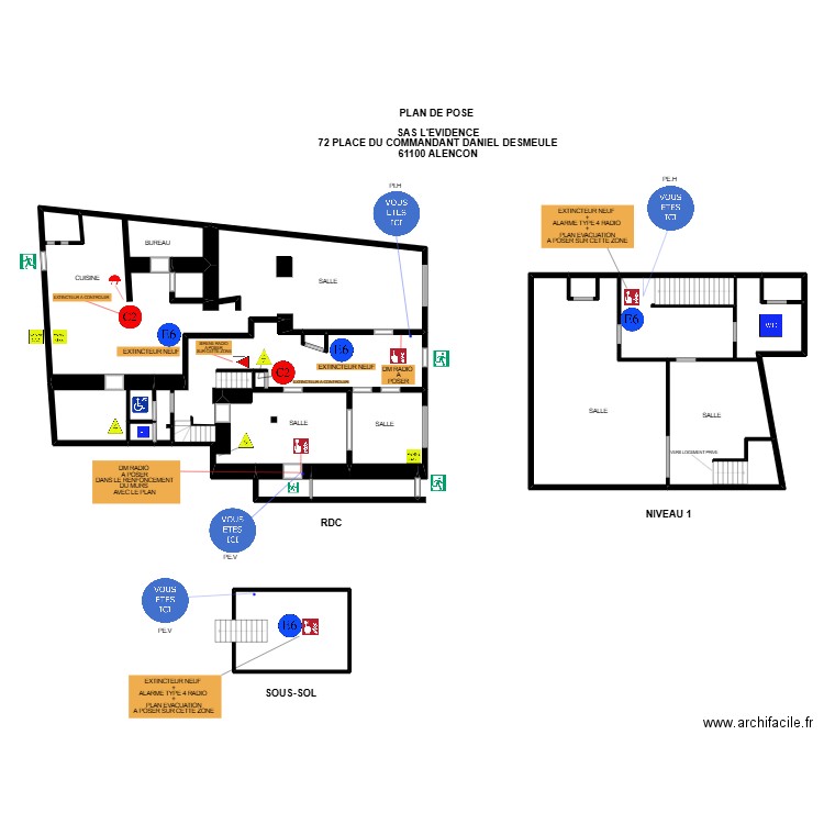 SAS L\'EVIDENCE. Plan de 14 pièces et 348 m2