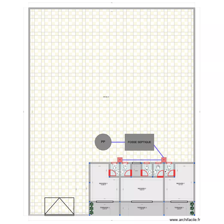 St Viateur Projection Magasin V5. Plan de 13  et 478 m²