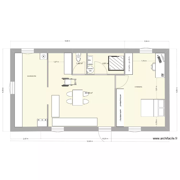 mono chambre 80m2. Plan de mono chambre 80m2. Plan de