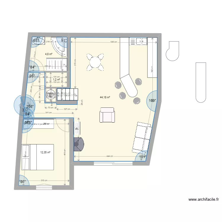 petite maison 3. Plan de 5  et 63 m²