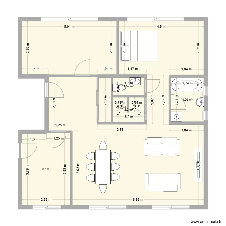Ch&eacute;zy - projet. Plan de 5  et 86 m²