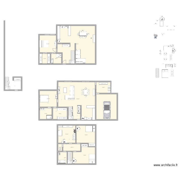 projet 2 BIS. Plan de 17 pièces et 297 m2