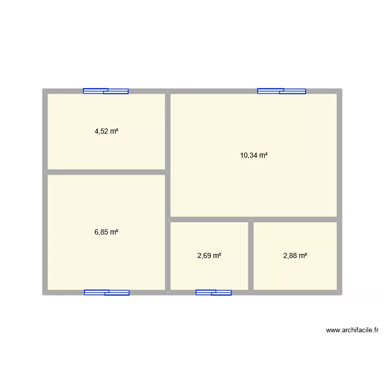Girolmann. Plan de 5 pièces et 27 m²