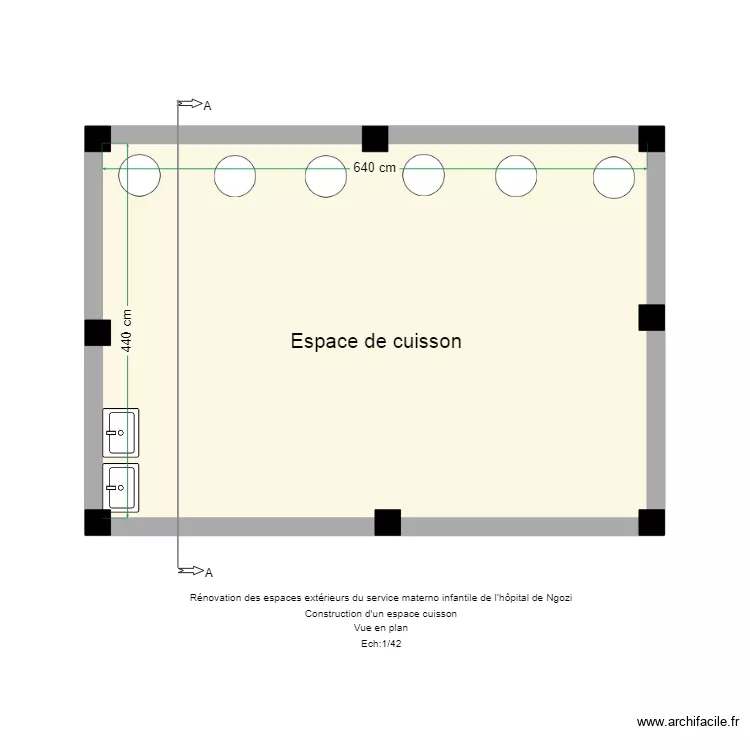 Ngozi espace de cuisson. Plan de 