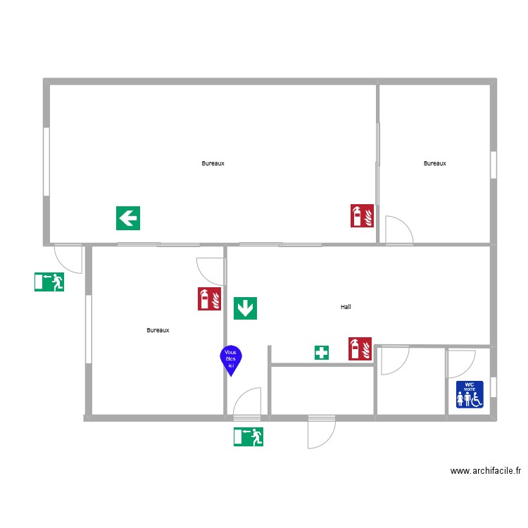 plan bureaux. Plan de 6 pièces et 115 m2