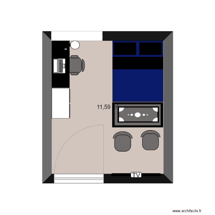 gilberto. Plan de 1 pièce et 12 m2