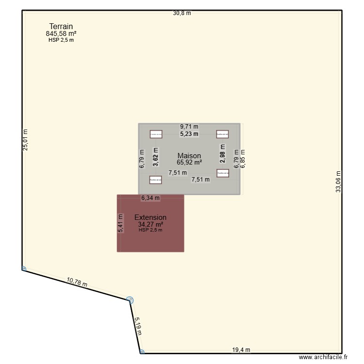 Vue globale. Plan de 3 pièces et 1048 m2